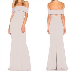 Katie May Legacy Dove Grey Off The Shoulder Gown